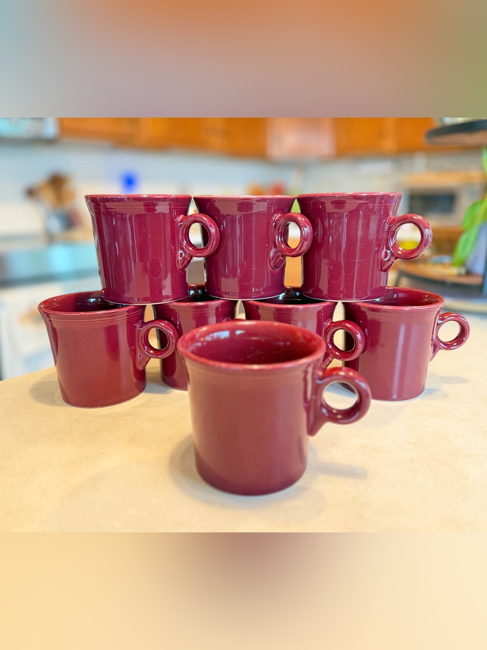 Set of 8 Fiestaware Fiesta Ware Cinnabar Ceramic mugs cups